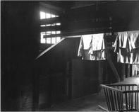 SA1715 - Clothes drying in the attic. Identified on the back., Winterthur Shaker Photograph and Post Card Collection 1851 to 1921c